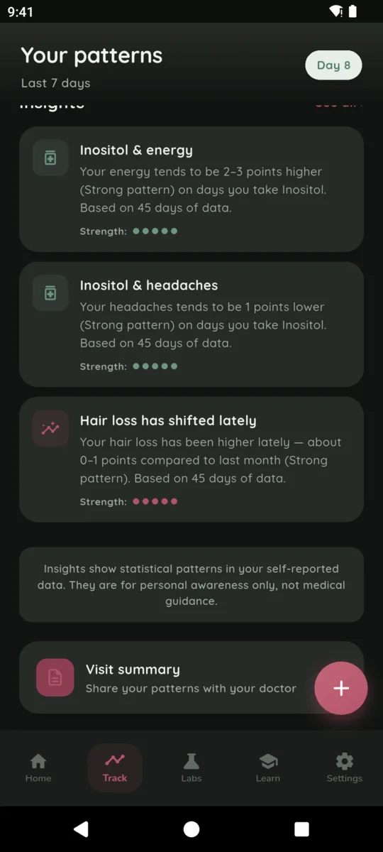 Pattern insights screen